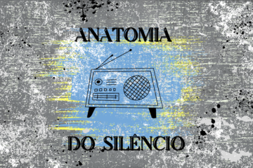 Se lê A Anatomia do Silêncio em uma ilustração que contém o desenho de um rádio antigo.